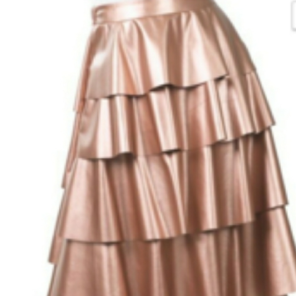 Faux leather tiered skirt